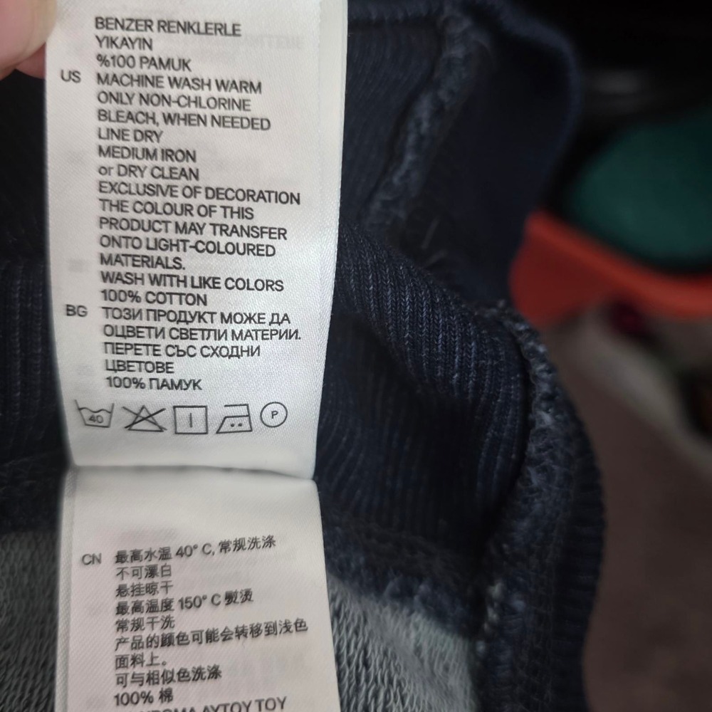H&M Divided Crewneck Men's S Small MM Division Blue Indigo Wash Sweatshirt Patch - Picture 8 of 11